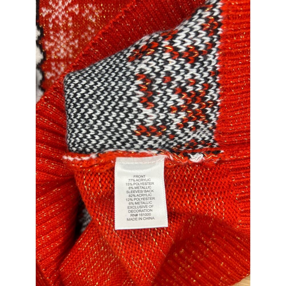 Christmas Sweater Womens XL Crew Neck Santa Metalic Holiday - Picture 4 of 5